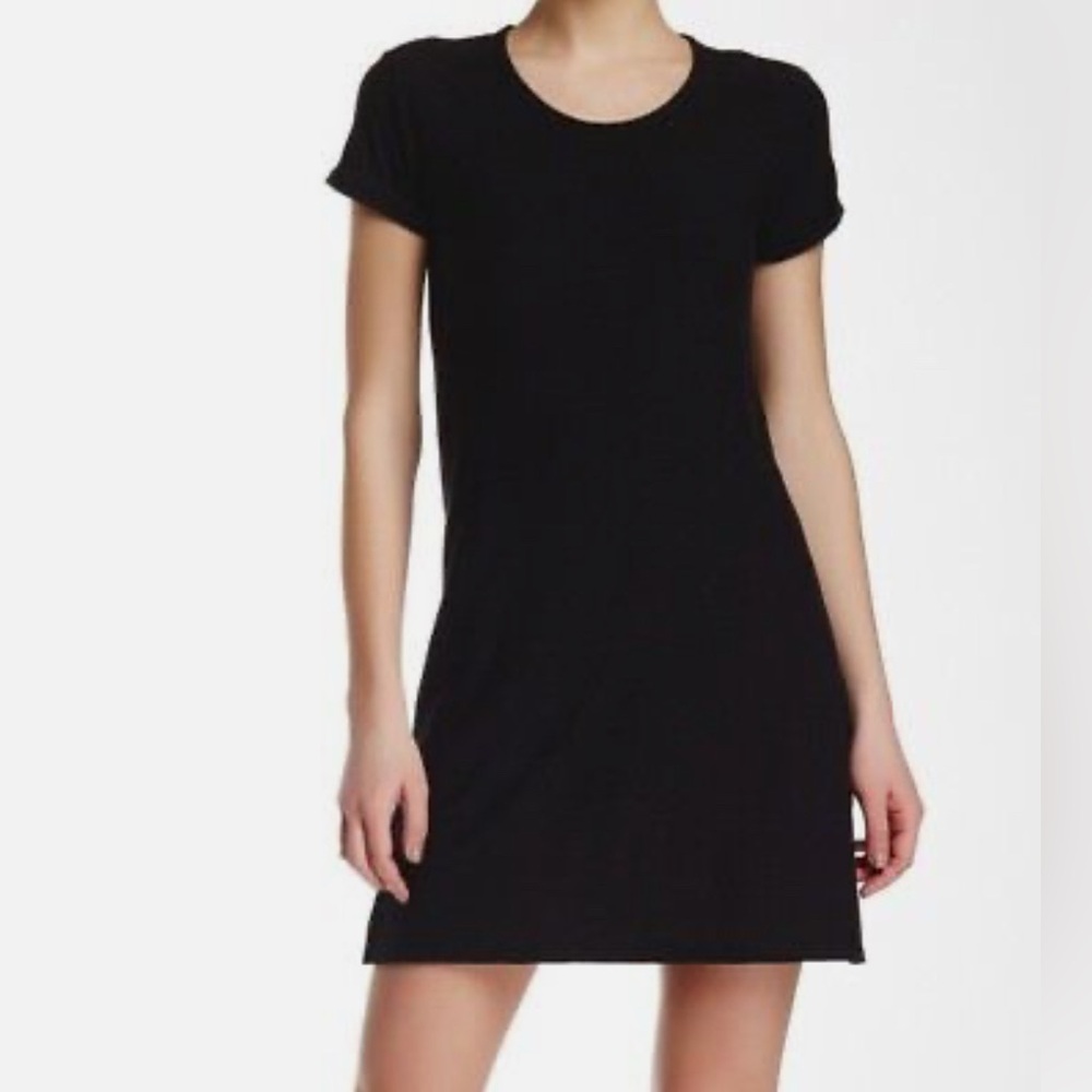 *JAMES PERSE* Sz3 (M-L) COTTON ROLLED SLEEVE T-SHIRT DRESS IN BLACK